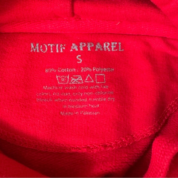 Motif Apparel Red Pullover Hoodie Size S - Picture 6 of 8